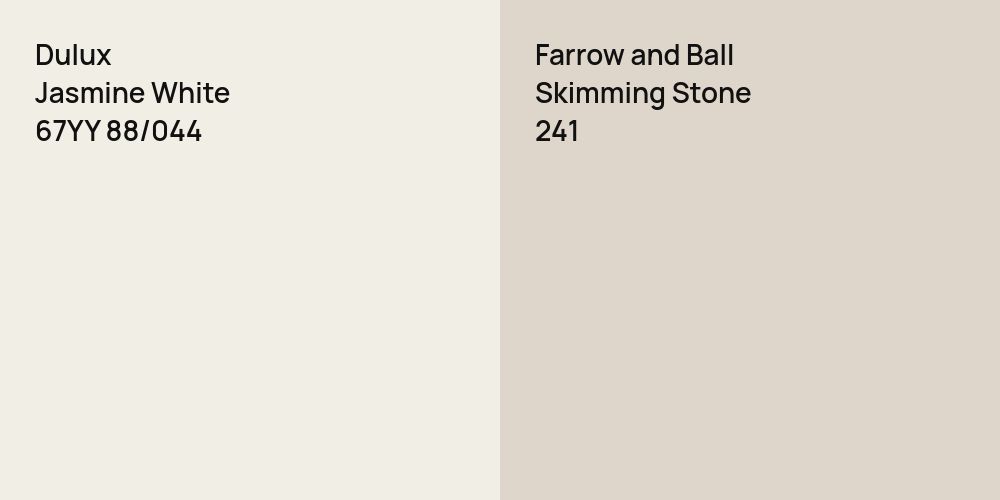 Dulux Jasmine White vs. Farrow and Ball Skimming Stone