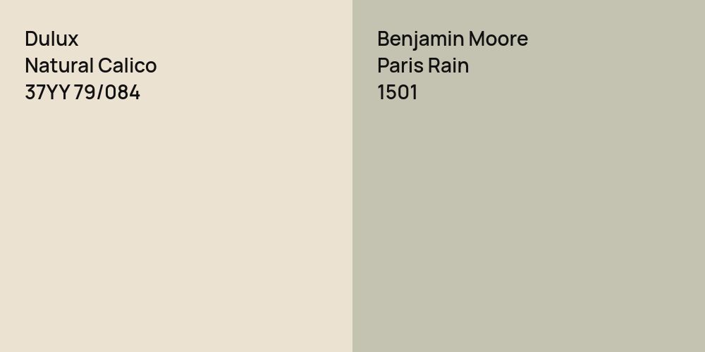 Dulux Natural Calico vs. Benjamin Moore Paris Rain