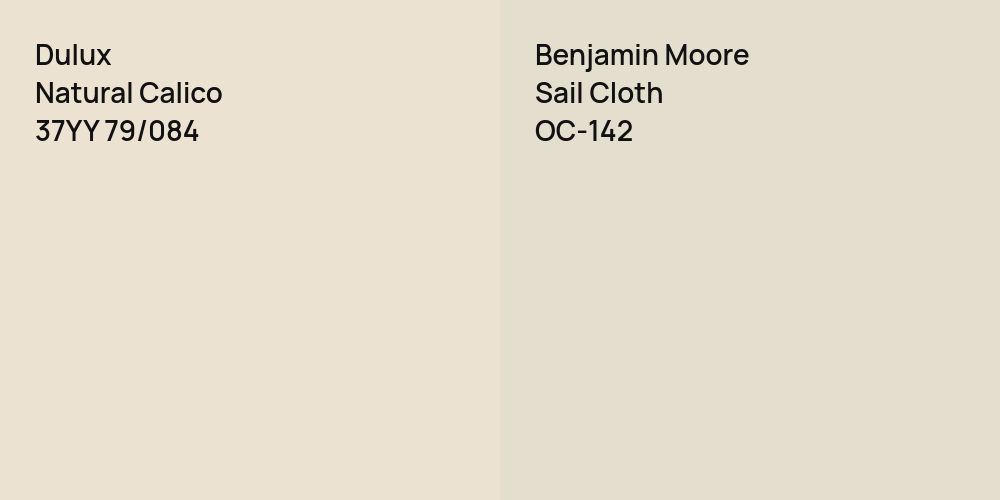 Dulux Natural Calico vs. Benjamin Moore Sail Cloth