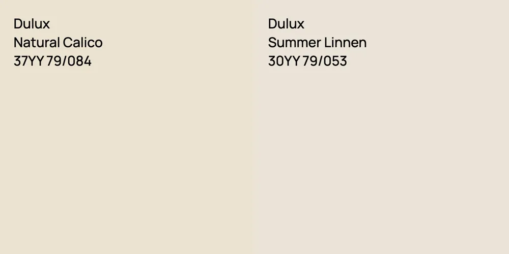 Dulux Natural Calico vs. Dulux Summer Linnen