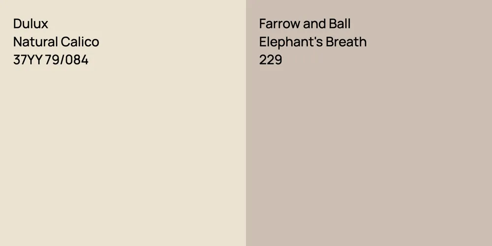 Dulux Natural Calico vs. Farrow and Ball Elephant's Breath