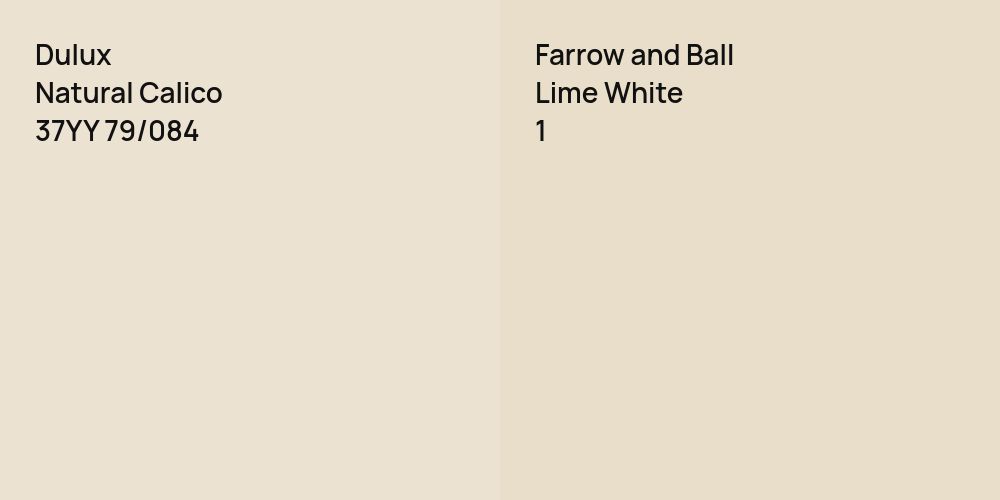 Dulux Natural Calico vs. Farrow and Ball Lime White