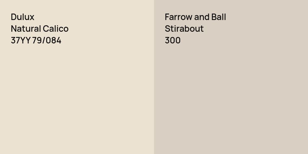 Dulux Natural Calico vs. Farrow and Ball Stirabout