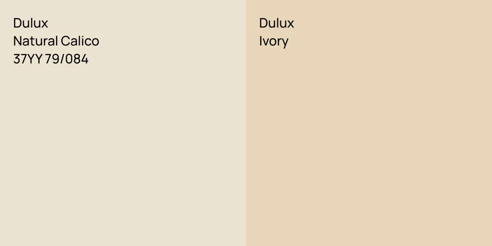 Dulux Natural Calico vs. Dulux Ivory comparison