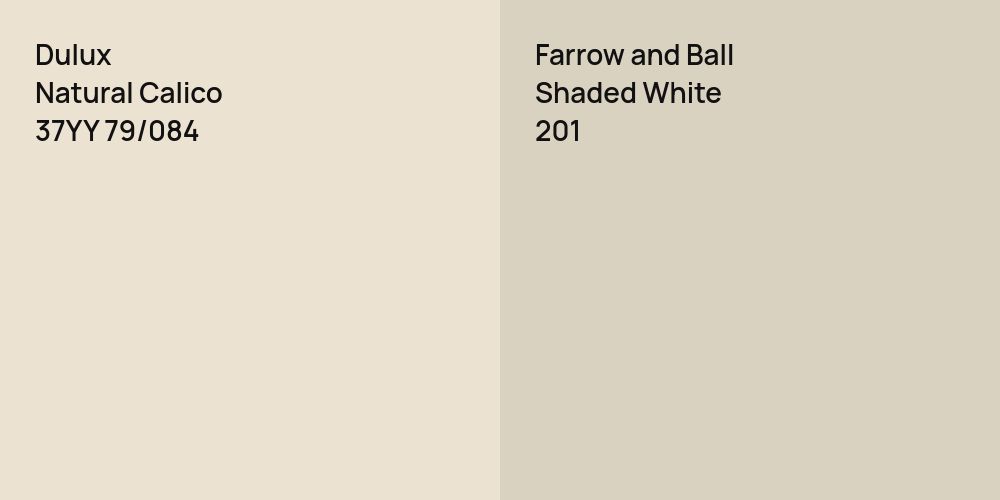 Dulux Natural Calico vs. Farrow and Ball Shaded White