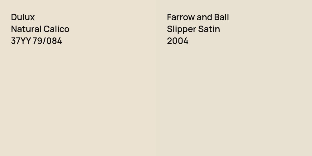 Dulux Natural Calico vs. Farrow and Ball Slipper Satin