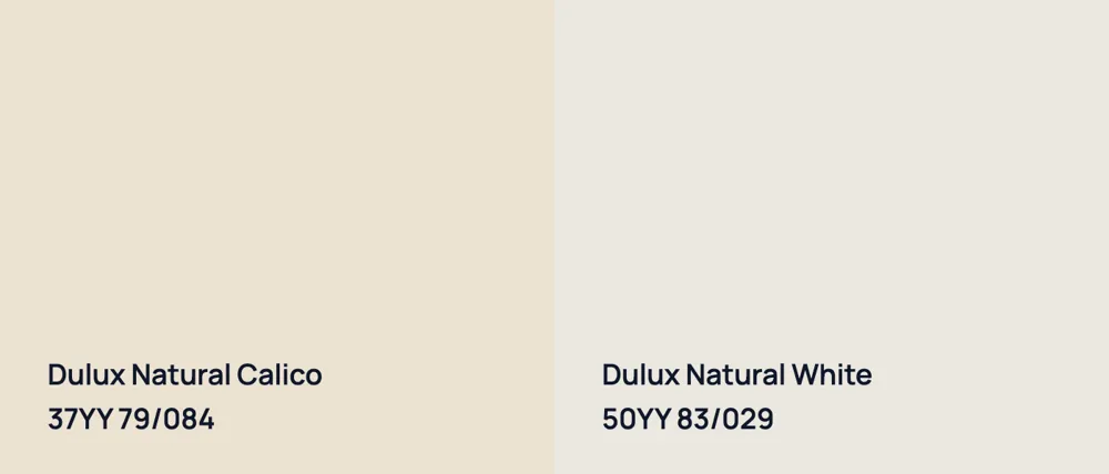 Dulux Natural Calico 37YY 79/084 vs Dulux Natural White 50YY 83/029
