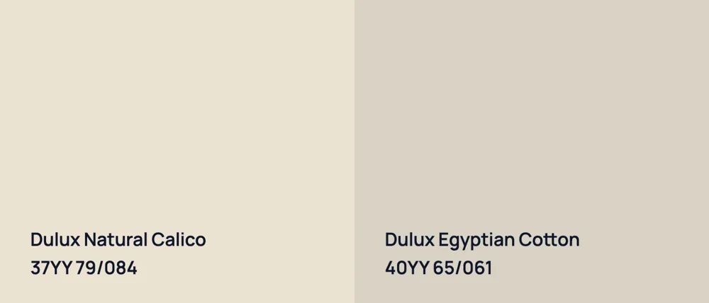 Dulux Natural Calico 37YY 79/084 vs Dulux Egyptian Cotton 40YY 65/061