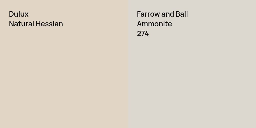 Dulux Natural Hessian vs. Farrow and Ball Ammonite