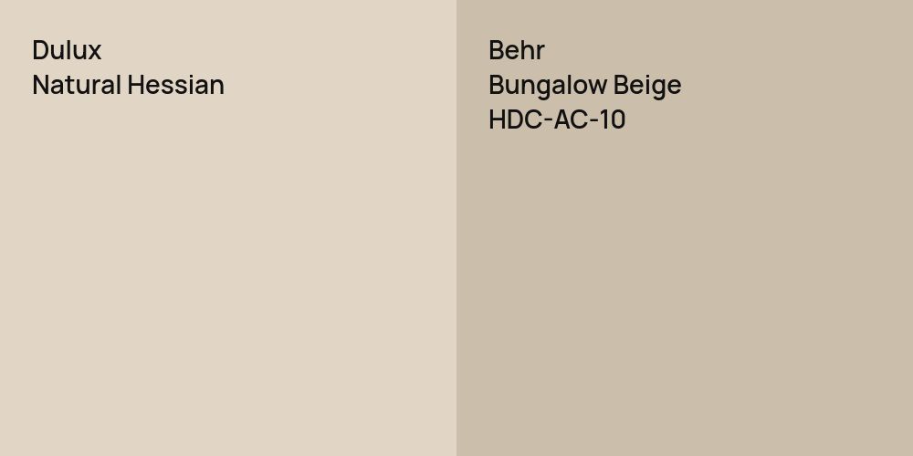 Dulux Natural Hessian vs. Behr Bungalow Beige