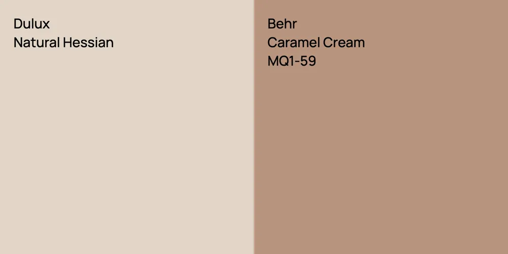 Dulux Natural Hessian vs. Behr Caramel Cream