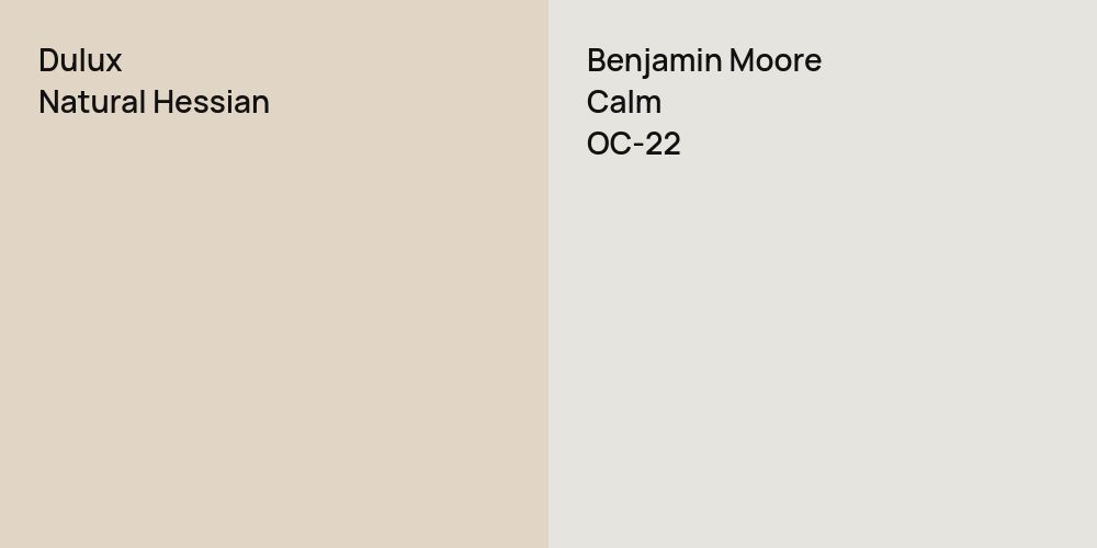 Dulux Natural Hessian vs. Benjamin Moore Calm