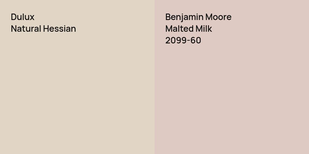 Dulux Natural Hessian vs. Benjamin Moore Malted Milk