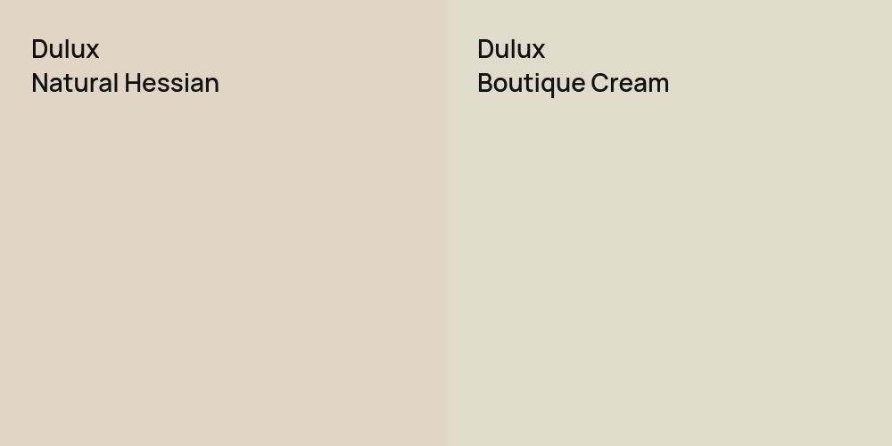 Dulux Natural Hessian vs. Dulux Boutique Cream