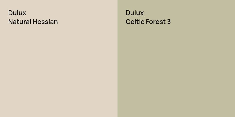 Dulux Natural Hessian vs. Dulux Celtic Forest 3