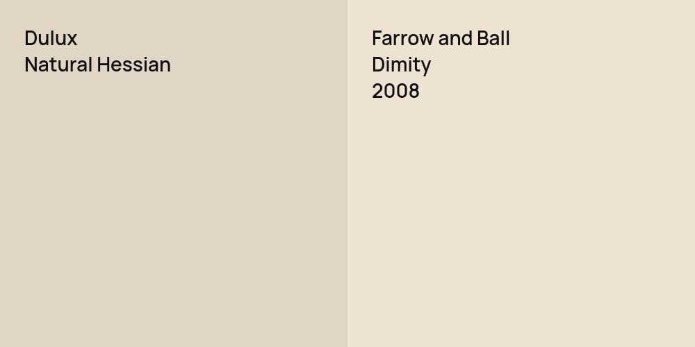 Dulux Natural Hessian vs. Farrow and Ball Dimity