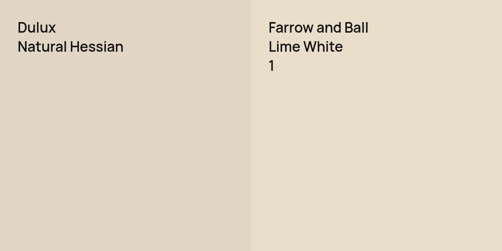 Dulux Natural Hessian vs. Farrow and Ball Lime White