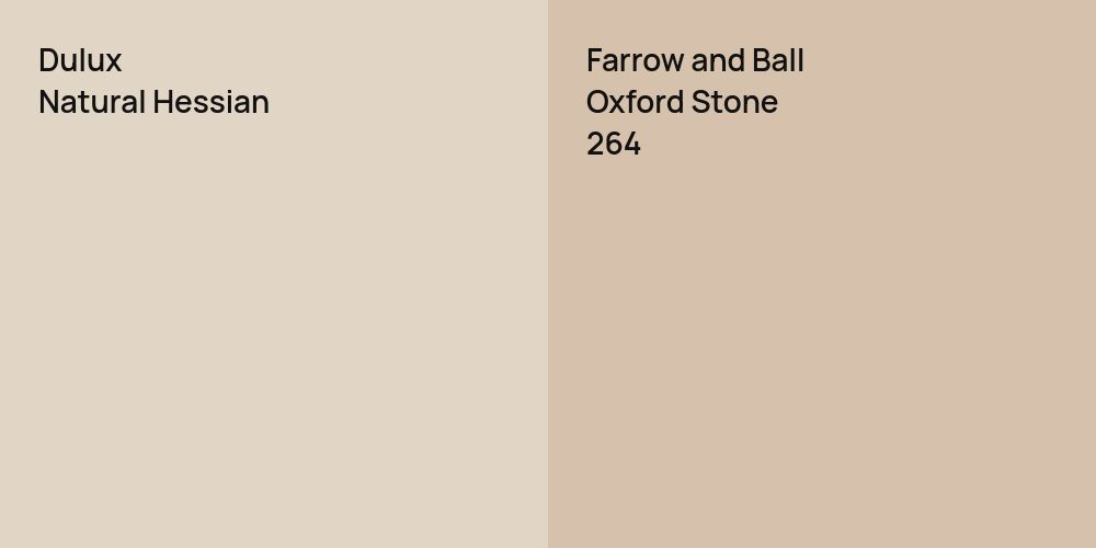 Dulux Natural Hessian vs. Farrow and Ball Oxford Stone