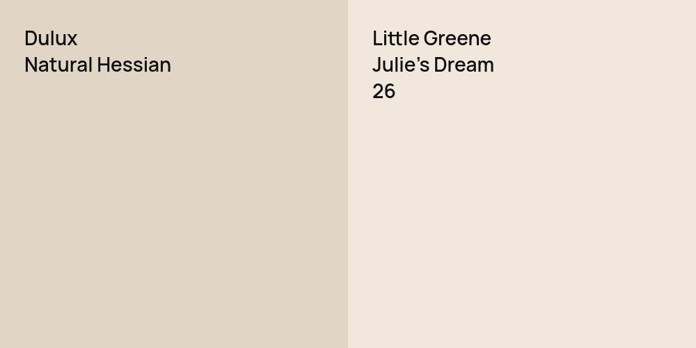 Dulux Natural Hessian vs. Little Greene Julie's Dream