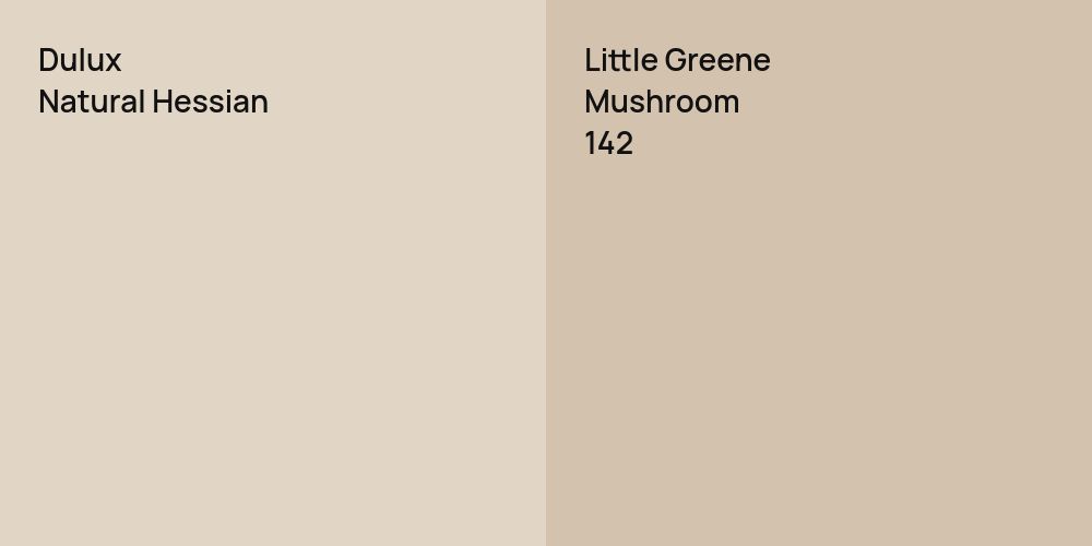 Dulux Natural Hessian vs. Little Greene Mushroom