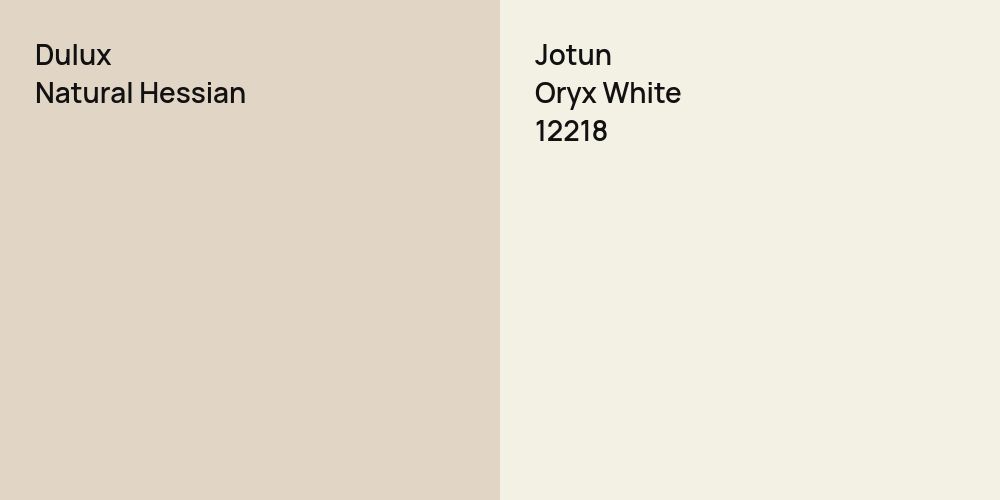 Dulux Natural Hessian vs. Jotun Oryx White