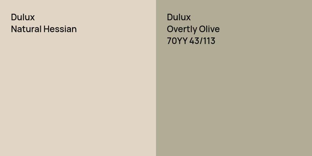 Dulux Natural Hessian vs. Dulux Overtly Olive