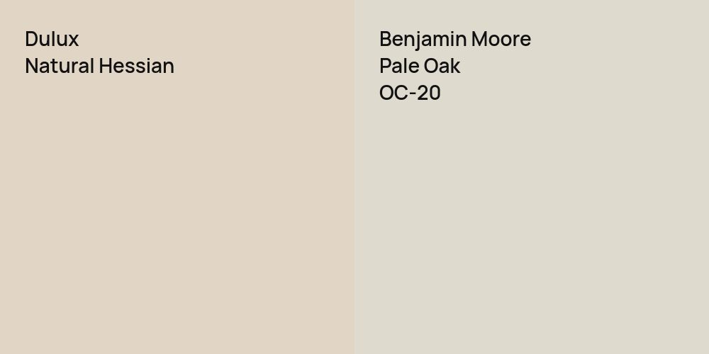 Dulux Natural Hessian vs. Benjamin Moore Pale Oak