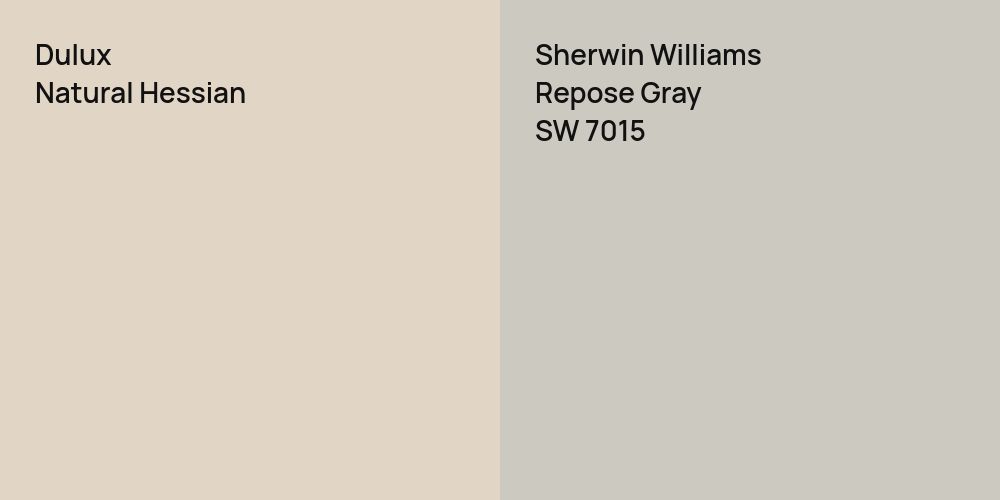 Dulux Natural Hessian vs. Sherwin Williams Repose Gray