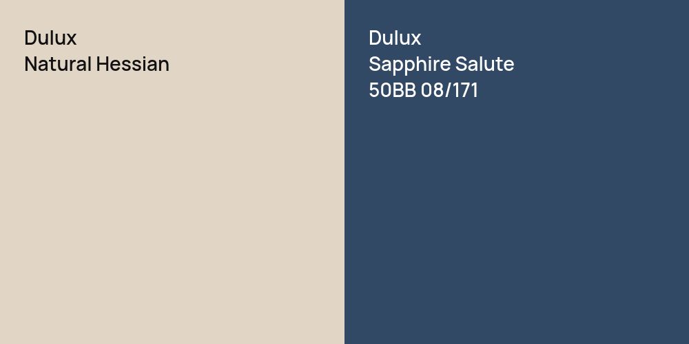 Dulux Natural Hessian vs. Dulux Sapphire Salute