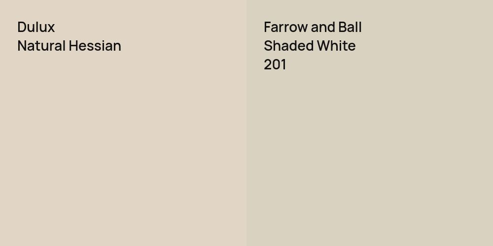 Dulux Natural Hessian vs. Farrow and Ball Shaded White