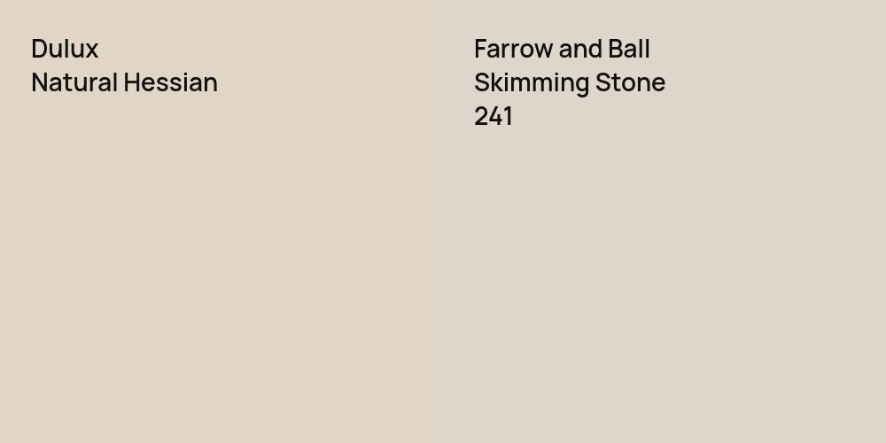 Dulux Natural Hessian vs. Farrow and Ball Skimming Stone