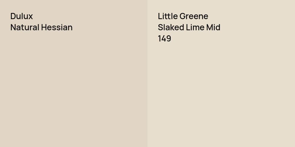 Dulux Natural Hessian vs. Little Greene Slaked Lime Mid