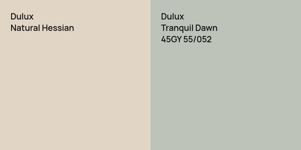 Dulux Natural Hessian vs. Dulux Tranquil Dawn