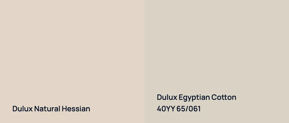 Dulux Natural Hessian  vs Dulux Egyptian Cotton 40YY 65/061