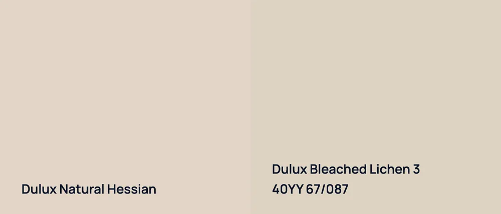 Dulux Natural Hessian  vs Dulux Bleached Lichen 3 40YY 67/087