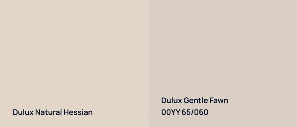 Dulux Natural Hessian  vs Dulux Gentle Fawn 00YY 65/060