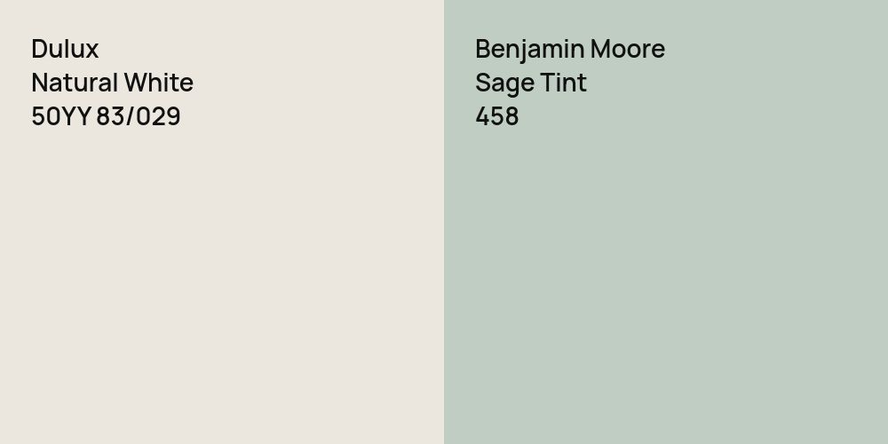 Dulux Natural White vs. Benjamin Moore Sage Tint