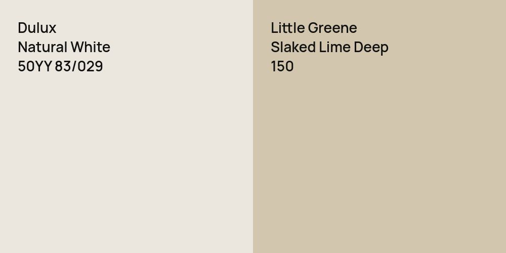 Dulux Natural White vs. Little Greene Slaked Lime Deep