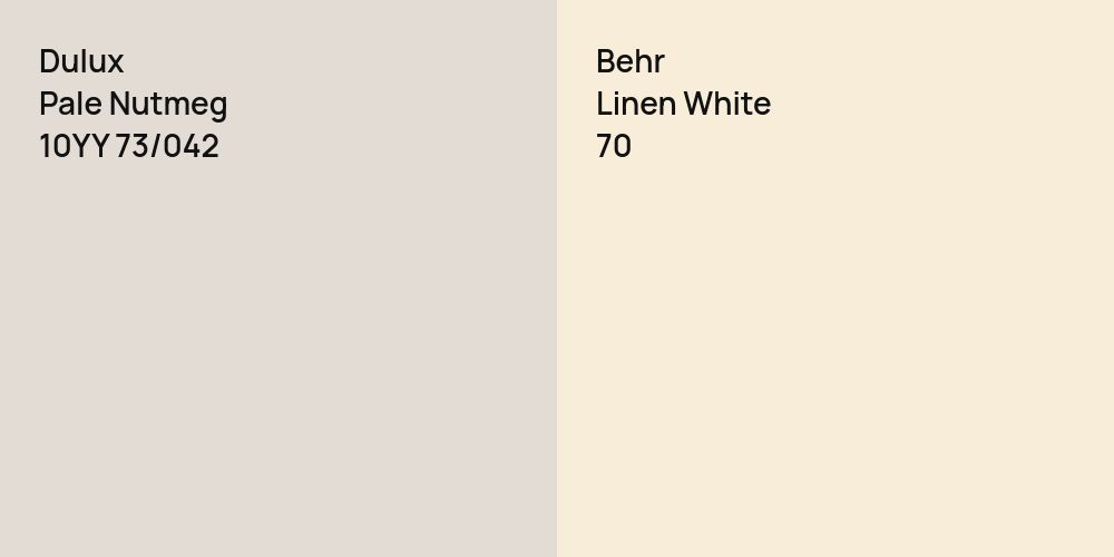 Dulux Pale Nutmeg vs. Behr Linen White