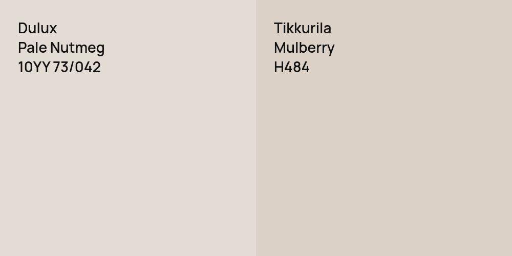 Dulux Pale Nutmeg vs. Tikkurila Mulberry