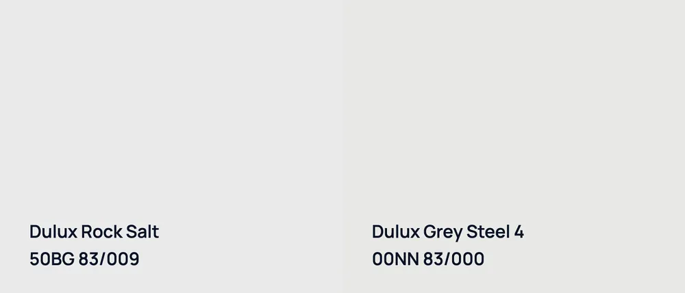 Dulux Rock Salt 50BG 83/009 vs Dulux Grey Steel 4 00NN 83/000