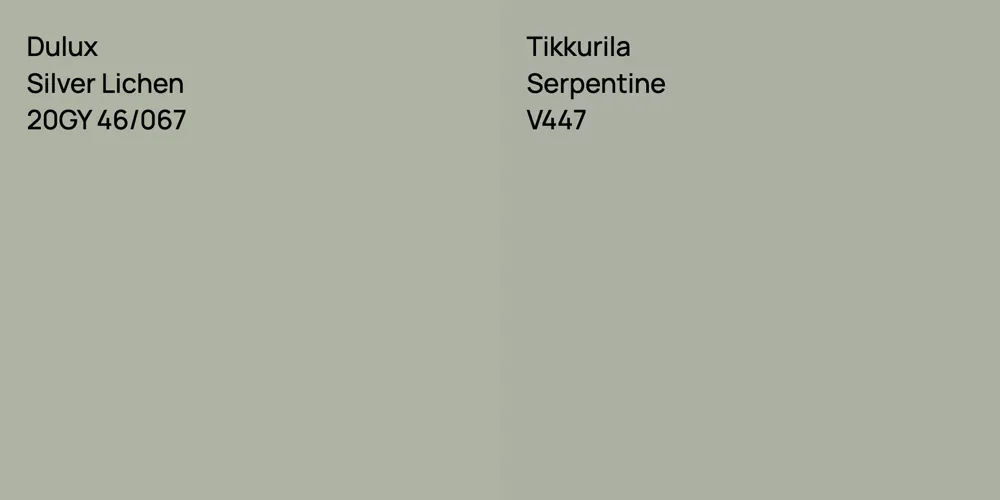 Dulux Silver Lichen vs. Tikkurila Serpentine