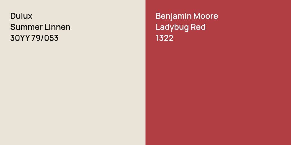 Dulux Summer Linnen vs. Benjamin Moore Ladybug Red