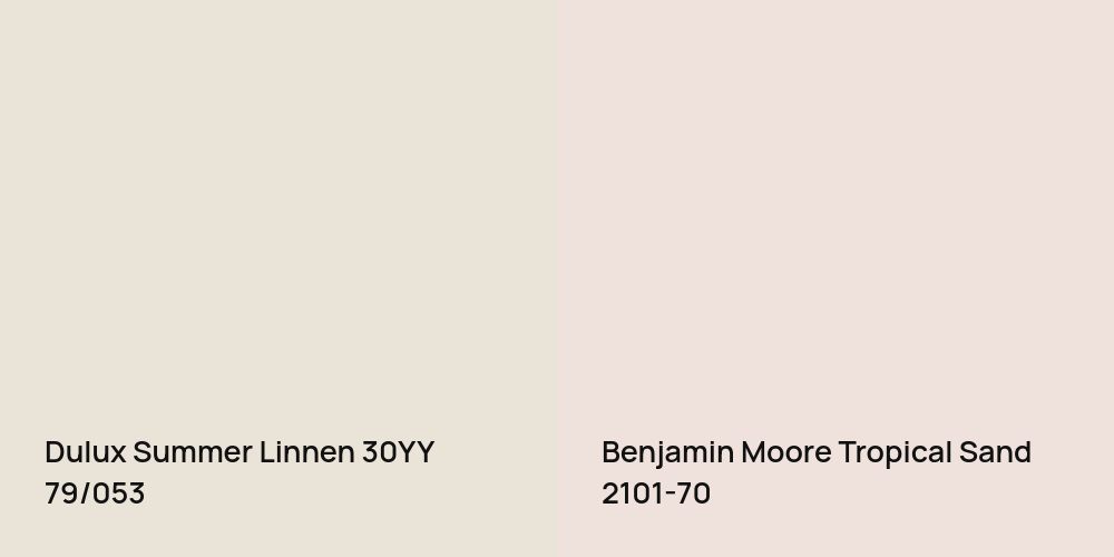 Dulux Summer Linnen vs. Benjamin Moore Tropical Sand