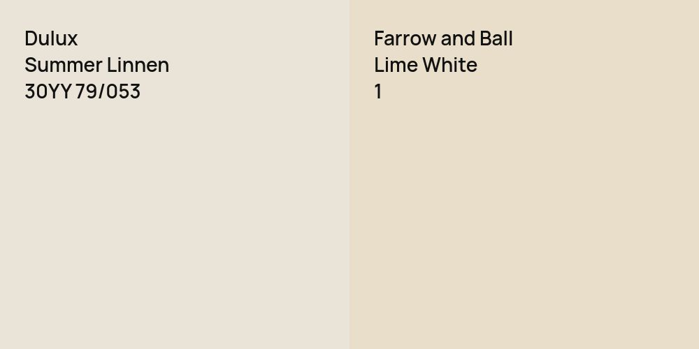 Dulux Summer Linnen vs. Farrow and Ball Lime White