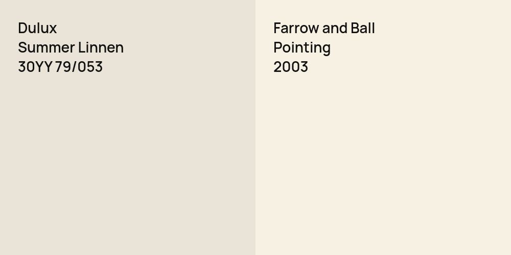 Dulux Summer Linnen vs. Farrow and Ball Pointing