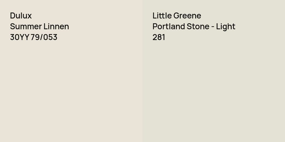 Dulux Summer Linnen vs. Little Greene Portland Stone - Light