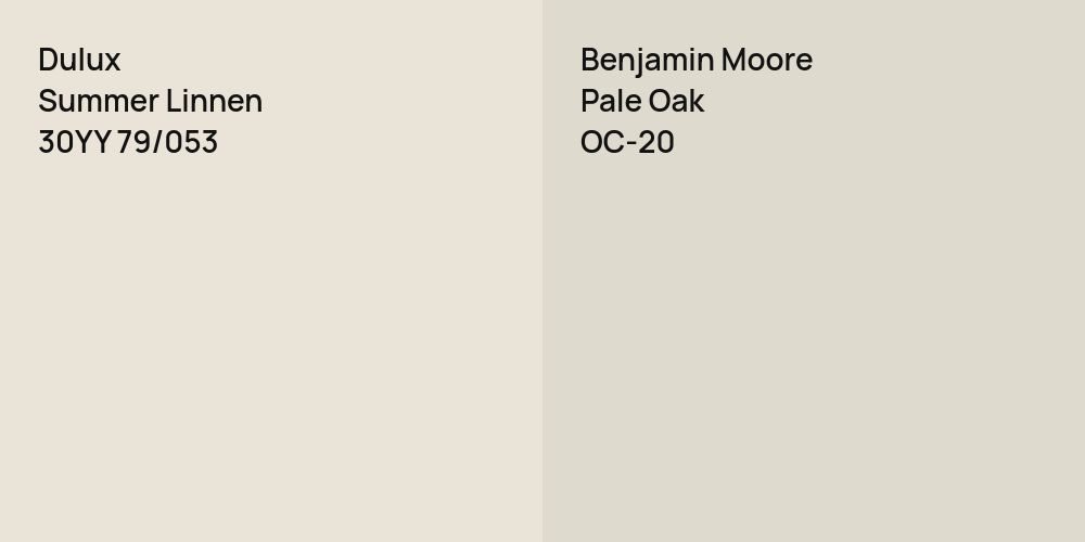 Dulux Summer Linnen vs. Benjamin Moore Pale Oak