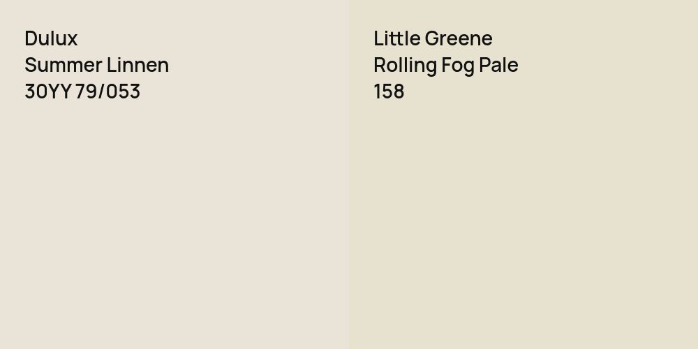 Dulux Summer Linnen vs. Little Greene Rolling Fog Pale