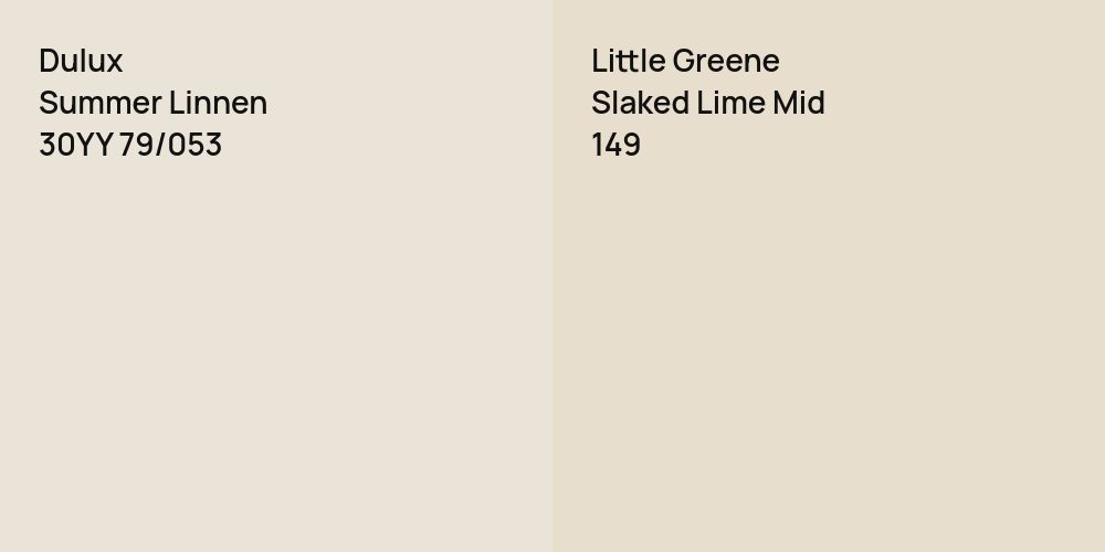 Dulux Summer Linnen vs. Little Greene Slaked Lime Mid